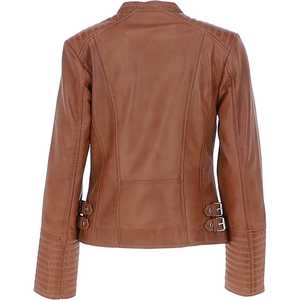 Vestes imperméables et coupe-vent en cuir véritable pour femmes, tendance, personnalisées, teintes unies, automne-hiver, design à col rabattu - Product Image 3