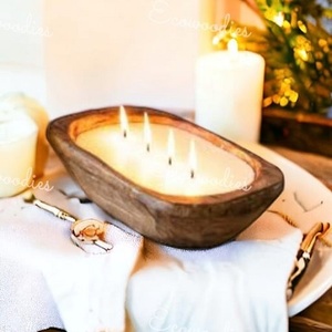 Cuenco de madera natural de calidad única, cuencos de madera de bambú rústicos hechos a mano, cuenco de masa de 4 mechas para el hogar, Hotel y restaurante - Product Image 4