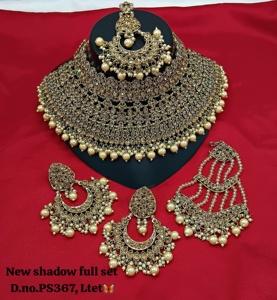 Traditional Antique Handmade CZ Studded Thread Work Patwa Indian Necklaces Earrings & Head Wear For Womens & <b>Girl</b> <b>Jewellery</b> <b>Sets</b> - Product Image 2