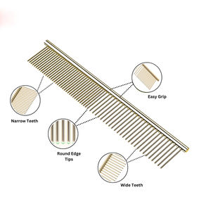 Peine de acero inoxidable para mascotas Peines de galgo personalizados con dientes redondeados para perros y gatos - Product Image 3