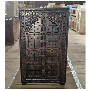 Armoire élégante en bois autoportante sculptée à la main stockage spacieux cadre durable assemblage facile pour traditionnel verrouillable - Product Image 1