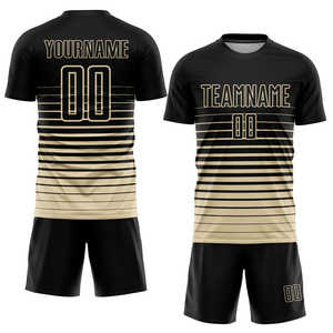 Kit de football personnalisable de haute qualité maillot et short sublimé noir et jaune avec logo vêtements de football de taille personnalisée - Product Image 2