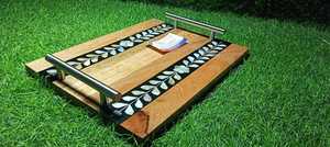 Bandeja de lujo con mango de madera con incrustaciones de madreperla hecha a mano Ramadán Mubarak Postre y plato para servir Fecha Eid Mubarak especial - Product Image 4