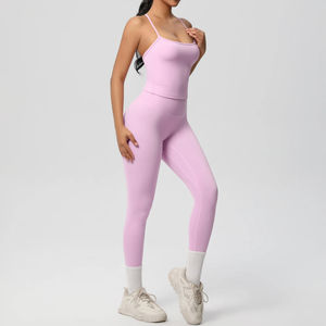 Ensemble de yoga léger pour femmes, best-seller, avec logo personnalisé, nouveau design, manches longues, fermeture à cordon à la taille, prix de gros - Product Image 3