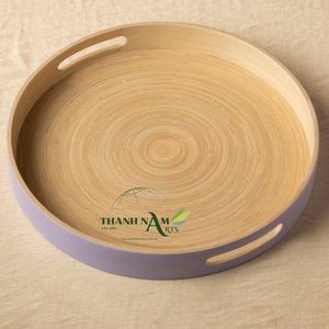 Bandeja para servir de bambú hilado redonda ecológica con asas seguras para alimentos para catering y uso doméstico, superventas de 2025 - Product Image 2