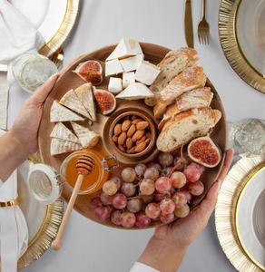 Bandeja de servicio para comida, tabla de queso de Carga inteligente, 2 tamaños M L, redonda, artesanía Tienphong, nuevo diseño - Product Image 2