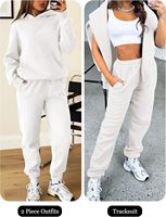 Ensemble de survêtement 2 pièces pour femme, personnalisable, uni, hiver, coupe oversize, en molleton bouclette 100% coton, avec sweat à capuche et pantalon de jogging à jambe large