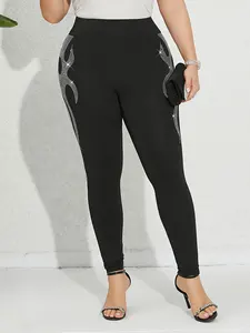 Active Wear Legging de sport pour femmes de grande taille 3D lisse maigre taille haute Yoga décontracté extensible respirant taille moyenne pour dames - Product Image 3