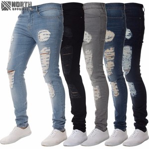 <b>Men's</b> New Design Autumn/Winter Washed Breathable Cotton Quick Dry <b>Jeans</b> Front Zip Button <b>Drawstring</b> Closure Multiple Colors Plus - Product Image 1