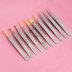 Pince à épiler classique incurvée de qualité supérieure pince à épiler d'extension de cils en fibre de forme de lune pince à épiler à isolation droite en acier inoxydable - Product Image 3