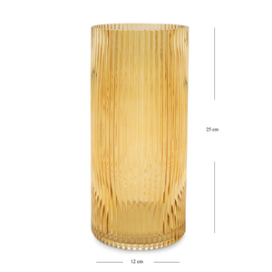 Nueva colección jarrón de vidrio soplado a mano hermoso jarrón de vidrio acanalado marrón claro para salas de estar áreas de comedor decoración de dormitorios - Product Image 5