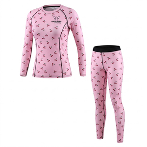 Conjunto Deportivo Casual de Invierno para Mujer, con Estampado de Cerezas, Top de Manga Larga y Leggings Largos de Cintura Alta - Product Image 1
