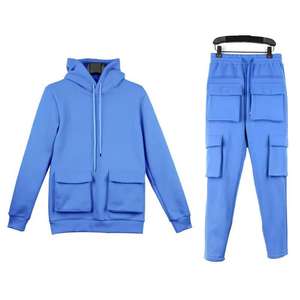 Vente en gros Tenue de jogging 100% coton solide unisexe pour l'hiver Ensemble deux pièces Sweats à capuche Vêtements d'entraînement - Product Image 5