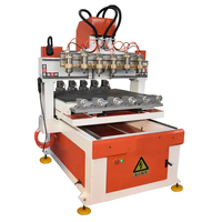 APEX Routeur CNC 3D à 6 têtes, 4 axes, avec servomoteur 3kW à refroidissement par eau, pour le travail du bois (cylindrique, plat, sculpture Bouddha), et la fabrication de pieds de table