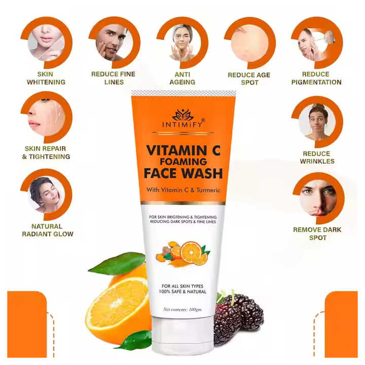 Wholesale Premium Quality Natural Organic Herbal Facial Wash Intimify Vitamin C Foaming Face Wash (100 Gms)