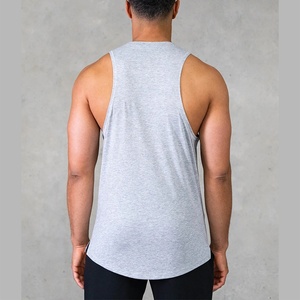 Camiseta sin Mangas Deportiva de Diseño al por Mayor, Corte Regular, Estampado Liso con Logotipo, Cuello Redondo, Dobladillo Curvo, Algodón y Elastano para Hombre - Product Image 4