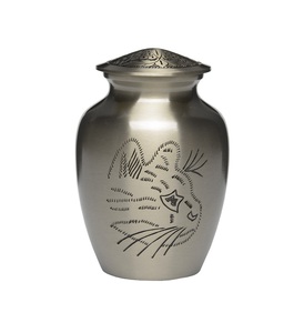 Urnas antiguas de cremación para mascotas, diseño grabado de hoja negra dorada para mascotas y cenizas humanas, urna de latón de 7" - Product Image 6