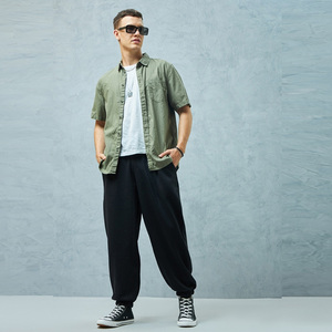 Pantalon de survêtement décontracté pour homme en molleton 100 % coton respirant, coupe ample, style hip-hop, avec cordon de serrage et poches, coupe-vent - Product Image 4