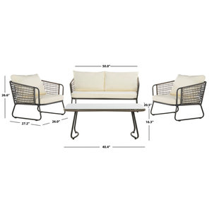 Juego de Sofás de Jardín de Ratán Tradicional DreamCraft de 4 Piezas con Cojines de Hierro para Uso en Exteriores y Sala de Estar - Product Image 5