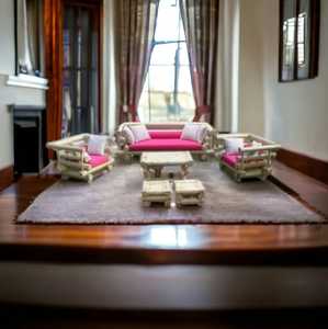 À la mode moderne en osier hall salon canapé canapé ensemble Vintage bambou rose rembourré luxe Villa meubles canapé moderne - Product Image 6