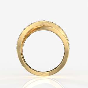 9K Gold Wedding Band with Round Cut Moissanite Diamond 3 Row <b>Ring</b> - Product Image 4