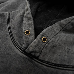 Sweat-shirt à capuche brodé surdimensionné vintage délavé à l'acide et au pierre pour homme, poids lourd, sans cordon - Product Image 4