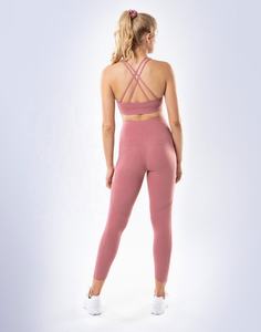 Conjunto de Yoga de talla grande con logotipo personalizado para mujer, Conjunto de sujetador y mallas deportivas de alta elasticidad sin costuras para entrenamiento de yoga en el gimnasio, venta al por mayor - Product Image 2