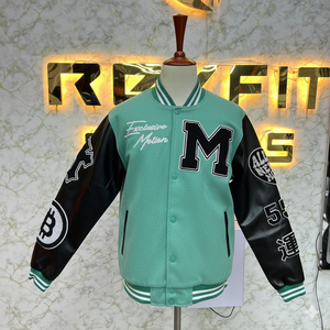 Chaqueta de hombre de lana y seda bordada de alta calidad con etiqueta personalizada con cierre de botón cubierto chaquetas versity chaquetas Lettermen - Product Image 1