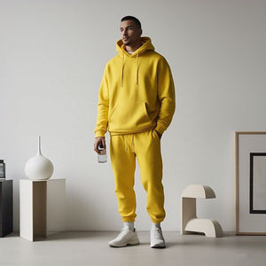 ชุดวอร์มสองชิ้นแบบสวมหัวมีฮู้ดสำหรับผู้ชายชุดวอร์มแบบสวมหัวสำหรับวิ่งออกกำลังกายสไตล์สตรีทสีพื้น - Product Image 3