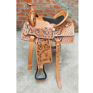 Nouvelle selle de ranch pour cheval en cuir occidental de haute qualité, sculptée à la main - Product Image 1