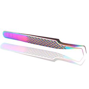 Pinzas de 90 Grados Multicolores Antideslizantes con Agarre de Diamante, Herramienta de Precisión para Extensión de Pestañas, Ecológica, con Regla en el Extremo - Product Image 5
