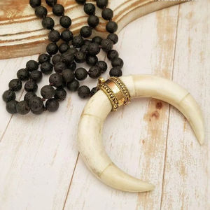 Colgante recién llegado collar de cuerno de buey de búfalo pulido estilo Animal hueso joyería diseño Natural cuentas mujeres niñas regalos de boda - Product Image 3