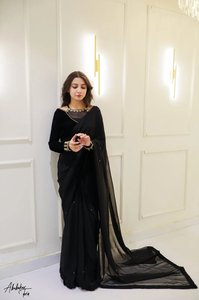 New Trending Black Color Saree Good Outfits Pattern <b>Neck</b> Mono Blouse for Women From Pakistan Supplier at Bulk Price - Product Image 3
