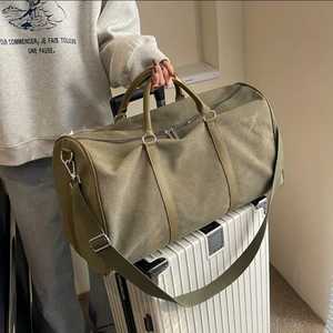 กระเป๋าทรงดัฟเฟิลมีซิปสำหรับชายและหญิง, กระเป๋าทรงดัฟเฟิลกีฬาหนังแท้น้ำหนักเบา - Product Image 2