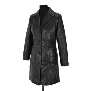 RIVIAN Women's Atlantic Black <b>Leather</b> <b>Trench</b> <b>Coat</b> New Classic Style Slim Fit <b>Long</b> <b>Coat</b> Custom Weight Print Winter ODM Service - Product Image 2