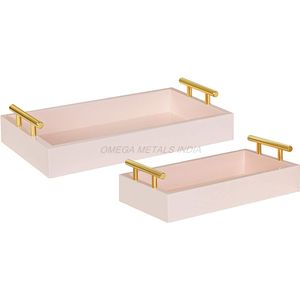 Juego de bandejas de madera de último diseño en sutil color rosa con forma contemporánea y Estilo funcional para uso diario - Product Image 4
