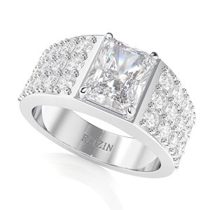 Anillo de Diamante Ecológico de Corte Radiante de 2.00 CT para Hombre con Detalles Decorativos - Product Image 1