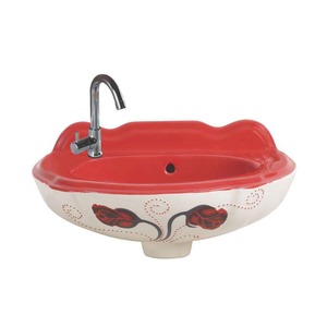 Lavabo rond noir hôtel maison lavabo sur pied lavabo avec trop-plein évier sur pied salle de bain en céramique hôtel monotrou - Product Image 5