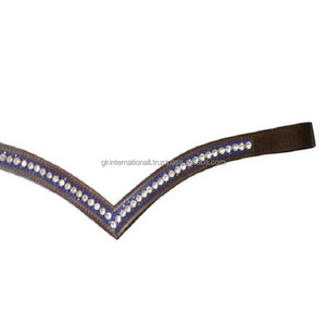 BANDAS PARA CEJAS DE CABALLO DE CUERO GENUINO FORMA DE V PROFUNDA PARA ACCESORIOS DE CABALLO AL POR MAYOR BANDA PARA CEJAS MEGA BLING ECUESTRE TODOS LOS TAMAÑOS - Product Image 2