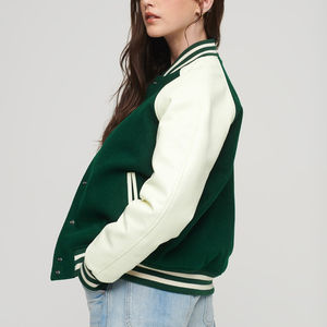 Chaqueta universitaria de mejor diseño para mujer Forro de lana de moda de invierno con decoración bordada Cierre de botón Tamaño regular Servicio OEM - Product Image 2