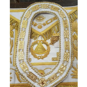 Conjunto de Regalía de la Gran Logia Masónica, Conjunto de Mandil y Collar de Rango Alto, Mandil y Collar de Piel de Cordero con Bordado a Mano Masónico - Product Image 5