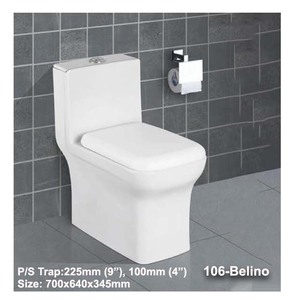 Belino -106 Design moderne One Piece Céramique Blanc WC Siège de toilette de haute qualité pour la maison Hôtel Moyen-Orient Salles de bains P-Trap - Product Image 2