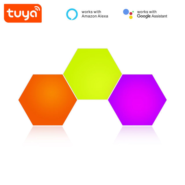 Tuya Smart WiFi RGBIC Hexagon Light Modular Quantum Wall Lamps DIY Ambient Lighting Works with Alexa Google Assistant PST-HL03