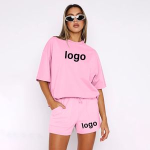 Women's <b>Summer</b> <b>Outfit</b> Casual Two <b>Piece</b> Shorts Set with T Shirt Wholesale Custom Logo Solid Color - Product Image 1