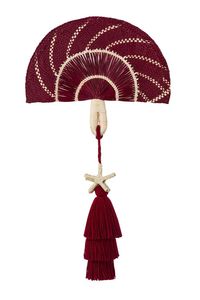 Vente en gros d'éventails en jonc de mer tissés en bambou en forme de pêche éventails frais d'été en feuille de palmier mariage maison plage décor fait à la main - Product Image 4