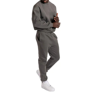 Jogging avec logo personnalisé Survêtement 100% coton Survêtement épais et lourd Pantalon de survêtement unisexe et sweat à capuche avec fermeture éclair Ensemble pour hommes - Product Image 4