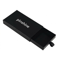 Boîte d'emballage en carton rigide noir mat avec logo personnalisé OEM pour collier long, stylo, pinceau de maquillage, tiroir coulissant