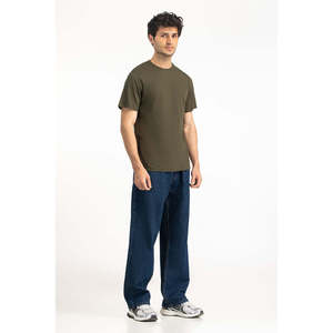 T-shirt personnalisé pour homme, 100% coton, col rond, manches courtes, coupe classique, vert olive uni, respirant, tissu 320g, impression numérique - Product Image 4