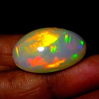 Opale d'Éthiopie naturelle AAA, cabochon multi-feu, taille ovale 25x18mm, 18.10 carats, pierre précieuse en vrac - Gemmes Mehrajudin, évaluation tierce partie