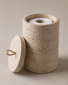 Support de papier toilette autoportant en travertin beige fait main, design moderne, pour hôtels, en pierre naturelle, pour salle de bain - Product Image 4